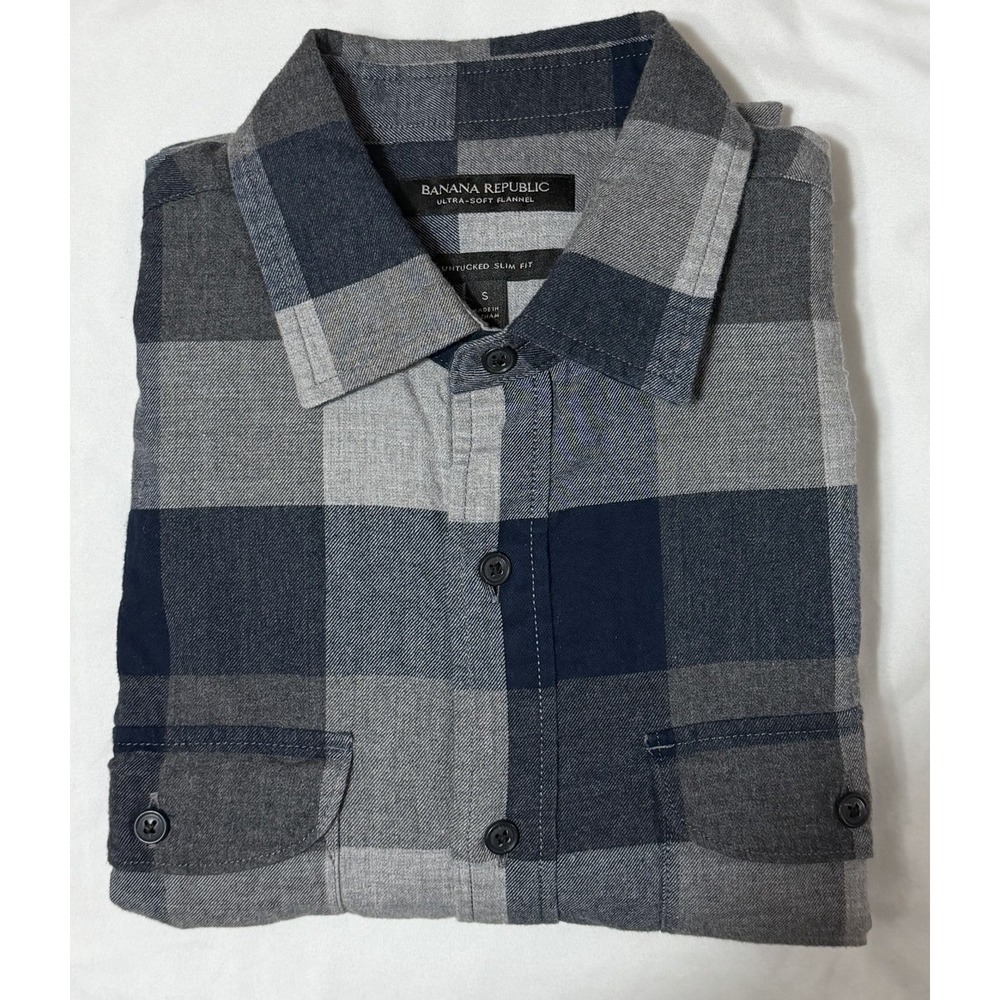 Banana Republic Ultra Soft Flannel Shirt S Untucked Slim Button Down Long Sleeve